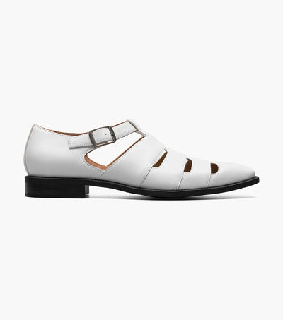 Men's White Summer Leather Sandals Calderon Closed Toe Style No:25599-100