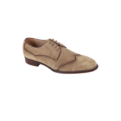 Camel Men's Wingtip Lace-Up Shoes Suede Leather