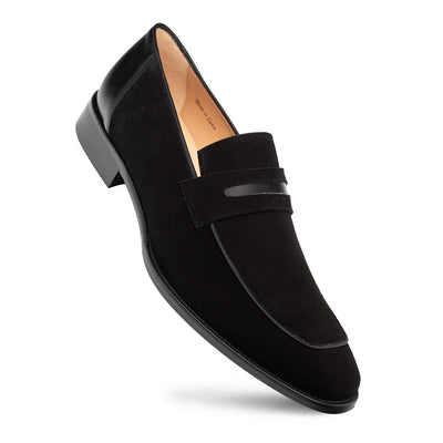 Mezlan Black Slip-On Men's Shoes Galeno Suede Penny Loafer Style-21247