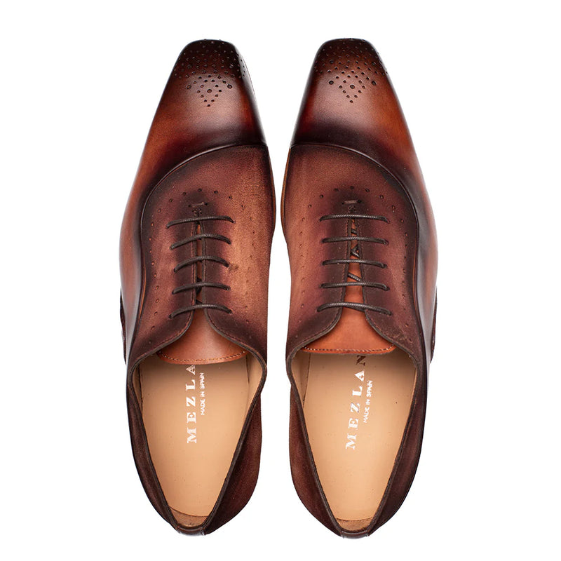 Mezlan Cognac Affari Medallion Toe Oxford Men&