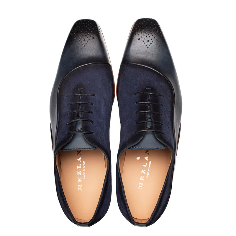 Mezlan Blue Affari Medallion Toe Oxford Men&