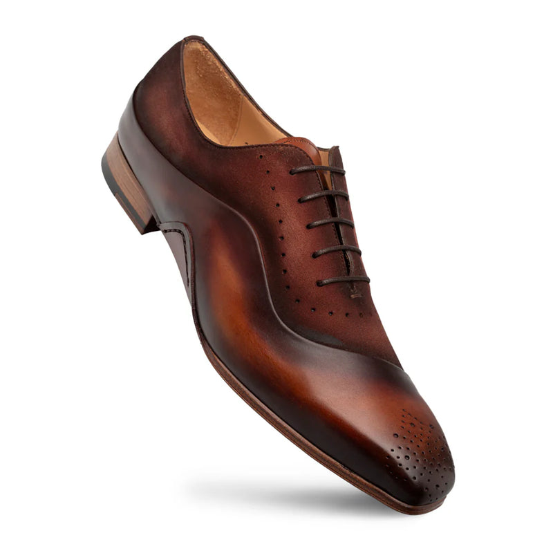 Mezlan Cognac Affari Medallion Toe Oxford Men&