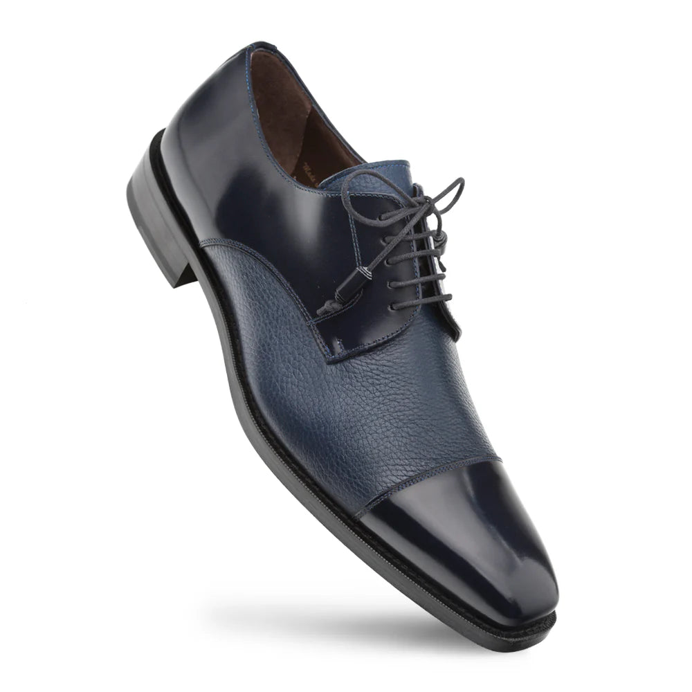 Mezlan Blue Soka Cap-toe Men's Lace-Up Dress Shoes Genuine Leather  DESIGN  MENSWEAR