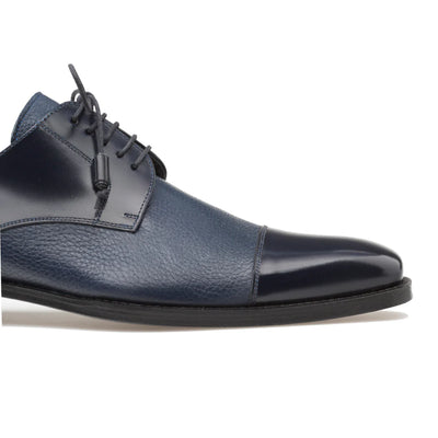 Mezlan Blue Soka Cap-toe Men's Lace-Up Dress Shoes Genuine Leather