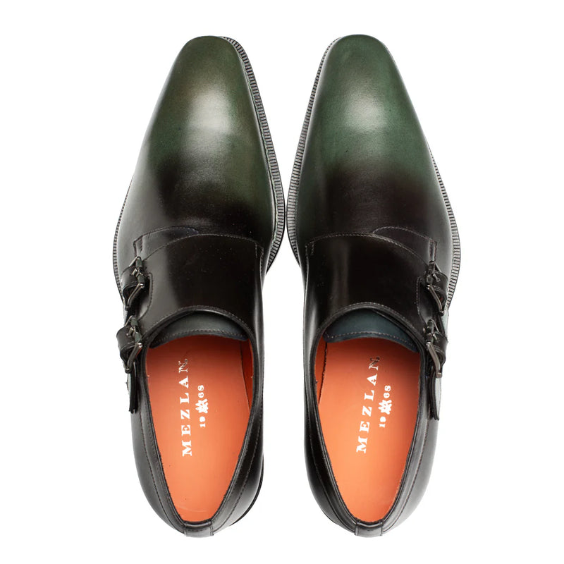 Mezlan Forest Green Pintor Multi-Tone Double Monk Straps Men&