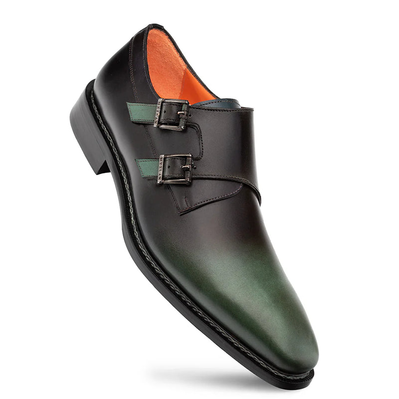 Mezlan Forest Green Pintor Multi-Tone Double Monk Straps Men&