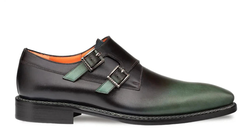 Mezlan Forest Green Pintor Multi-Tone Double Monk Straps Men&