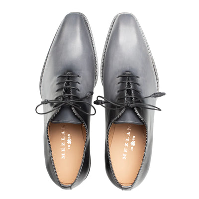 Mezlan Grey-Black Lace-Up Men's Shoes Barbaro Two-Tone Oxford Style-21316 - DESIGN MENSWEAR