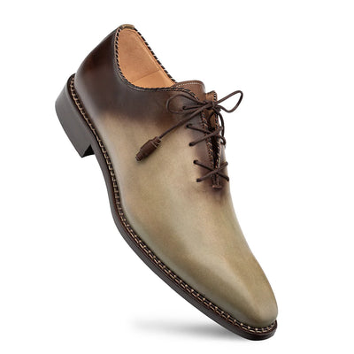 Mezlan Olive-Brown Lace-Up Men's Shoes Barbaro Two-Tone Oxford Style-21316