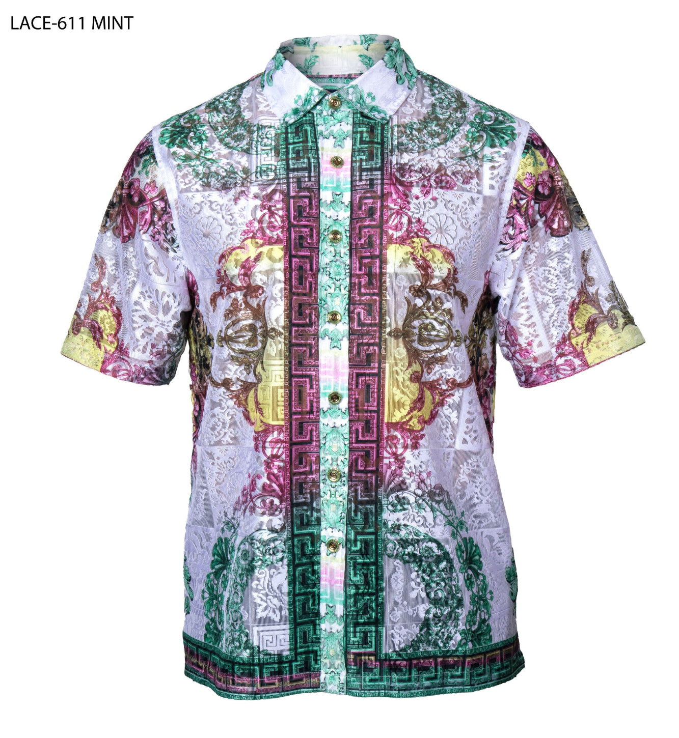 mint green men's dress shirt Mint Green Men's Linen Short Sleeves Buttons-up Shirt #LACE-611 L / Green