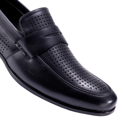 Montique Black Men's Slip-On Dress Shoes Penny Strap Loafer