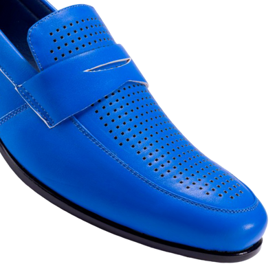 Montique Cobalt Blue Men's Slip-On Dress Shoes Penny Strap Loafer