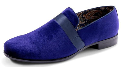 Purple Velvet Men's Shoe Slip-on with a satin ribbon Loafer