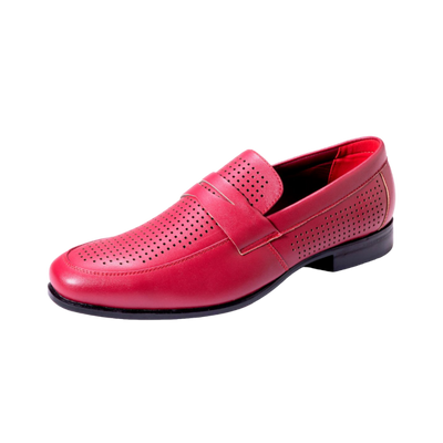 Montique Red Men's Slip-On Dress Shoes Strap Loafer