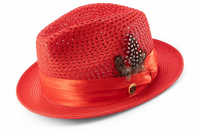 Montique Red Men's Summer Straw Hats Style H-34