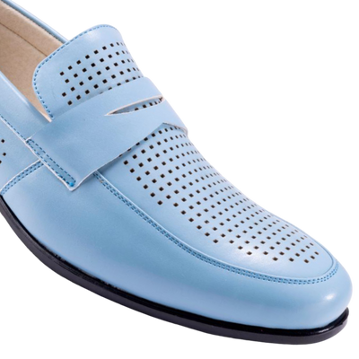 Montique Sky Blue Men's Penny Strap Loafer Slip-On Dress Shoe