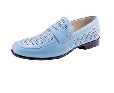 Montique Sky Blue Men's Penny Strap Loafer Slip-On Dress Shoe