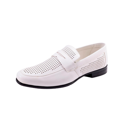 Montique White Men's Dress Slip-On Shoes Penny Strap Loafer