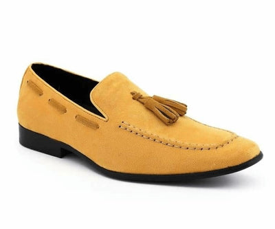 Mustard Men's Slip-on Tassel Suede Loafer Dress Casual Shoes