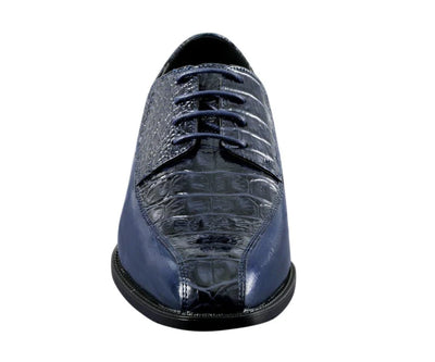 Navy Blue Men's Harvey Lace Up Dress Shoes Two Tone Fashion Design