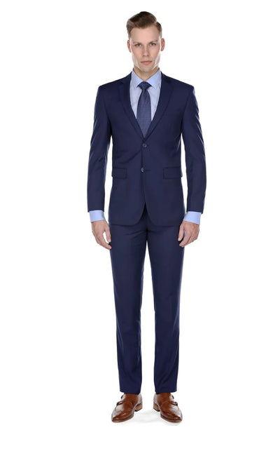 Braveman Navy Blue Slim-Fit Men's Suit Single Breast Notch Lapel PYS02