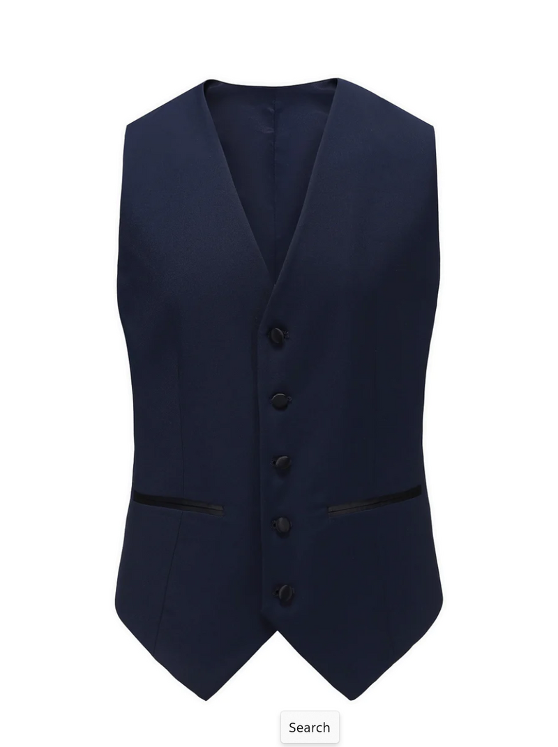 Navy Blue Slim-Fit Tuxedo Single Breasted Black Shawl Lapel Vested TX-300