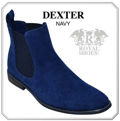 Navy Men’s Suede Slip-On Chelsea Boot Side Elastic STYLE-DEXTER