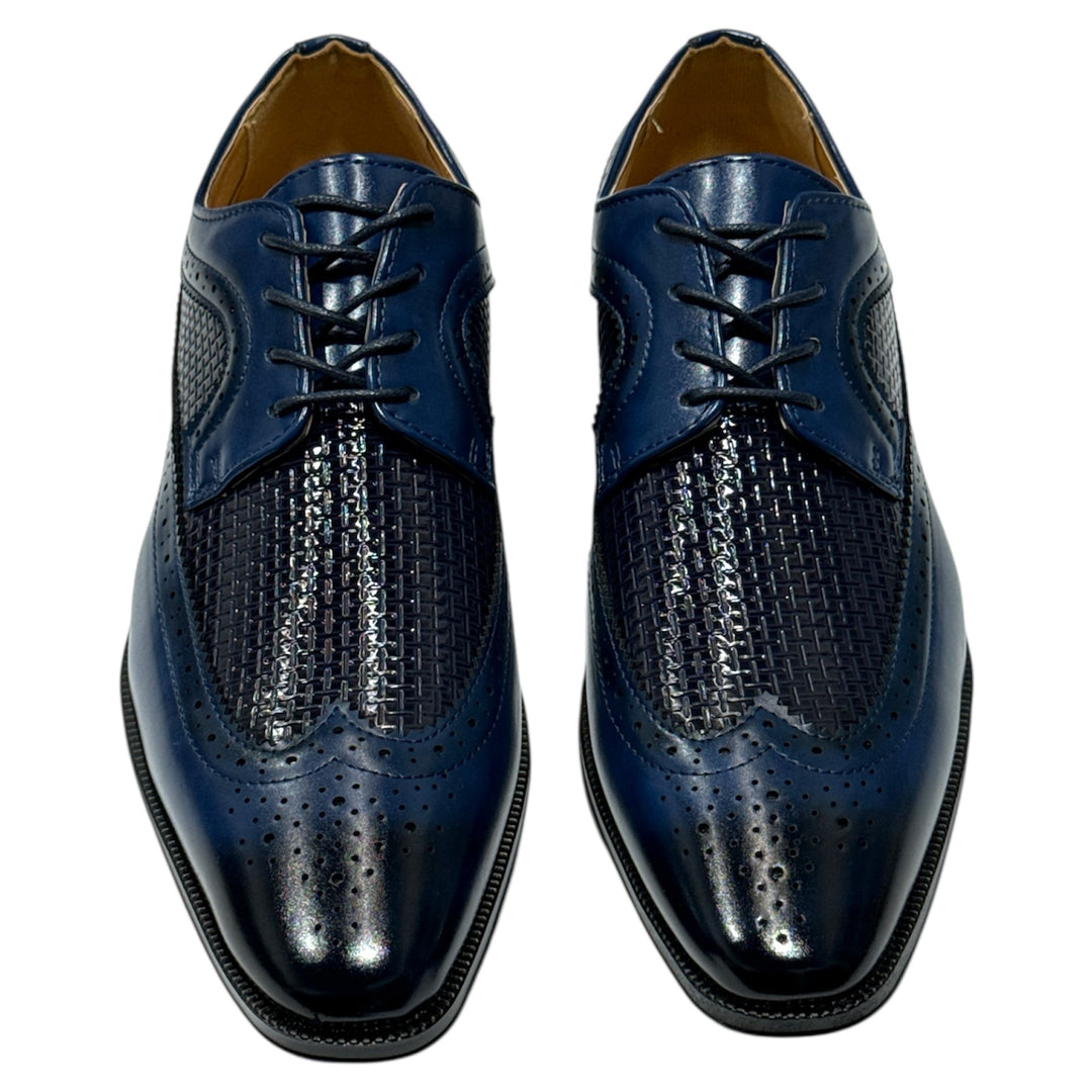 NAVY Blue Men's Two-Tone Wingtip Oxford Lace-Up Shoes Style-7068 10.5 / NAVY NAVY Blue Men's Two-Tone Wingtip Oxford Lace-Up Shoes Style-7068 10.5 / NAVY