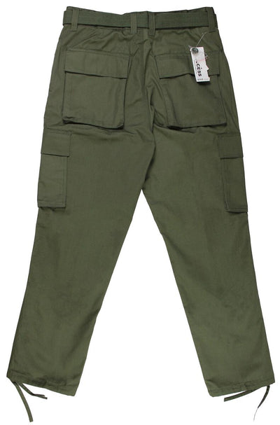 Olive Men's Belted Cargo Pants Loose Fit multiple pockets Style No: AP1515