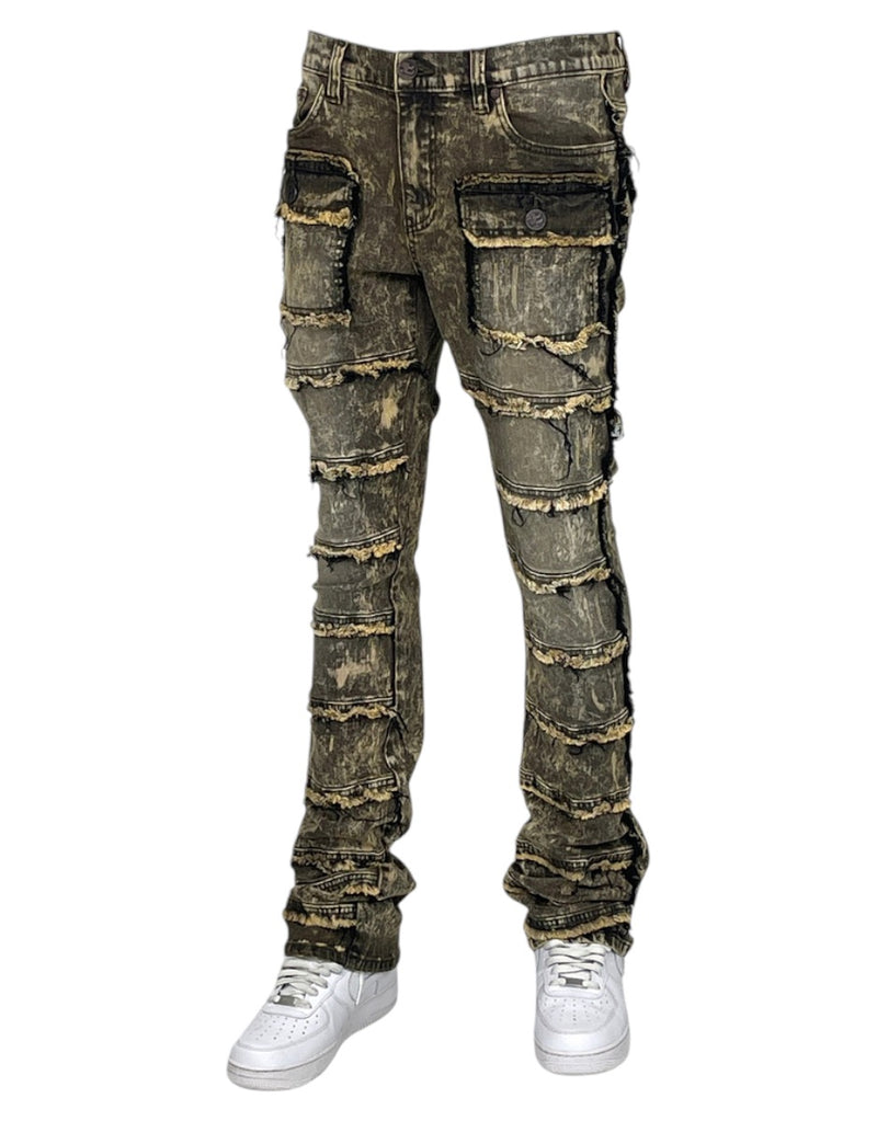 Olive Stacked Jeans Men&