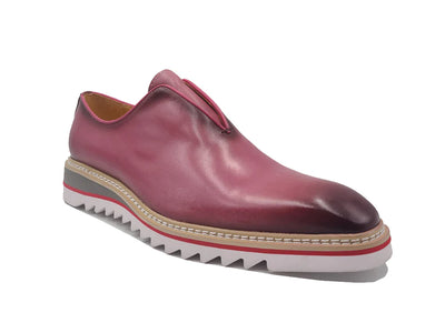 Pastel Mauve Pink Carrucci Men's Leather Shoes Slip-On Loafer with Contrast Color Style No: K55S0-08