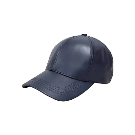 Navy Blue Leather Baseball Unisex Cap