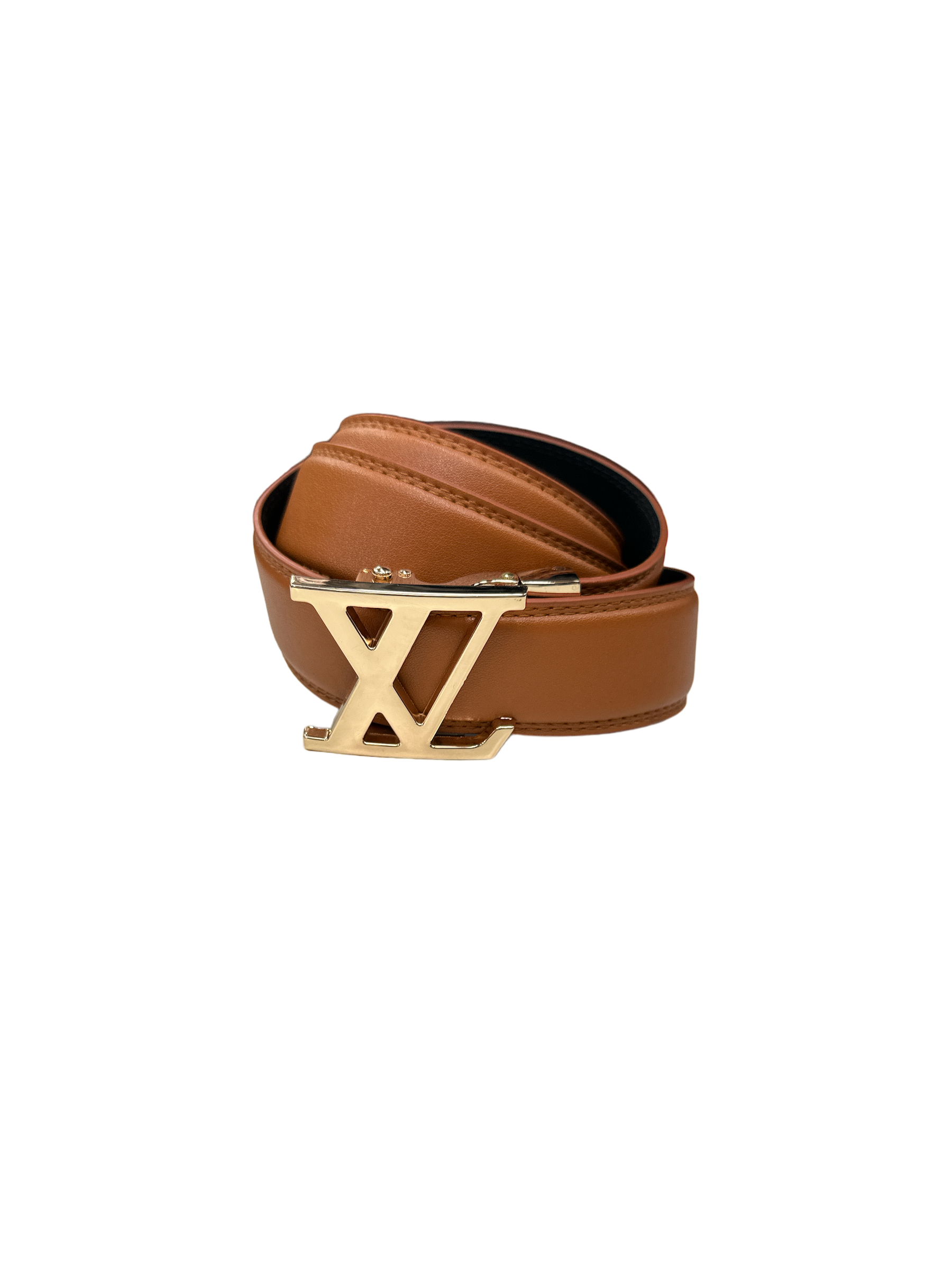 Cognac Men's Belt Leathers Gold Buckle Fashion Design – Design Menswear