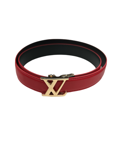 Red Men's Belt Fashion Design Genuine Leather Gold Buckle - DESIGN MENSWEAR