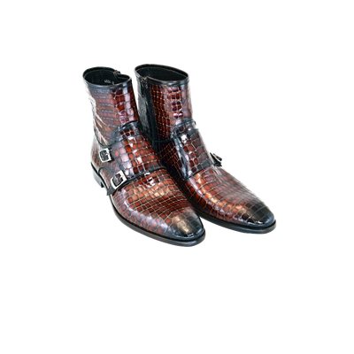 Corrente Brown Men's print zipper boot with side buckle Style -C2033-4604 Croc