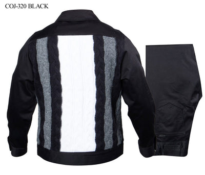 Prestige Black and White Men's Denim Set Luxury Jogging Style No: COJ-320