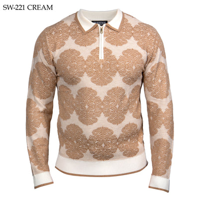 Prestige Cream Luxury Zip-Up Polo Sweater TXTRD Style No: SW-221