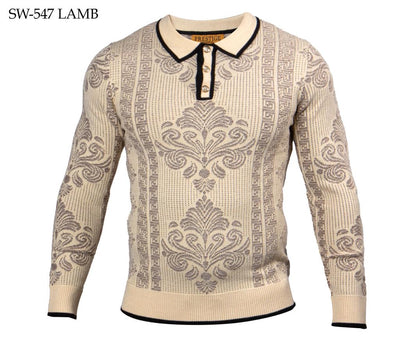 Prestige Cream and Brown Men's Polo Sweater Luxury Fashion Design