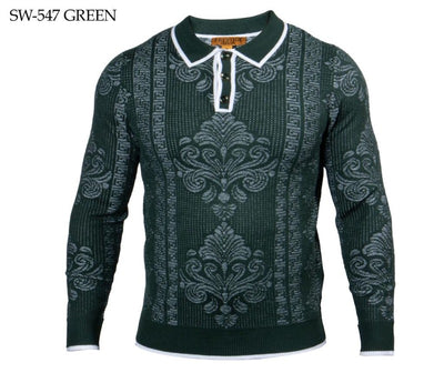 Prestige Green Men's Polo Sweater Luxury Fashion Design