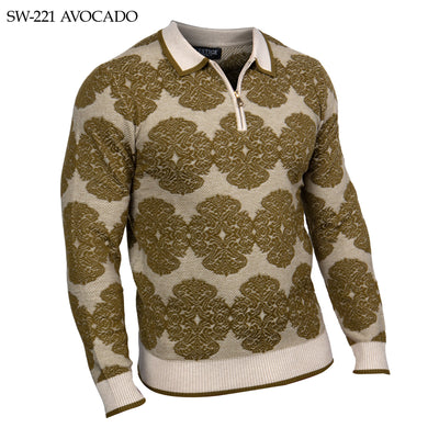 Prestige Luxury Zip-Up Polo Sweater TXTRD Avocado Style No: SW-221