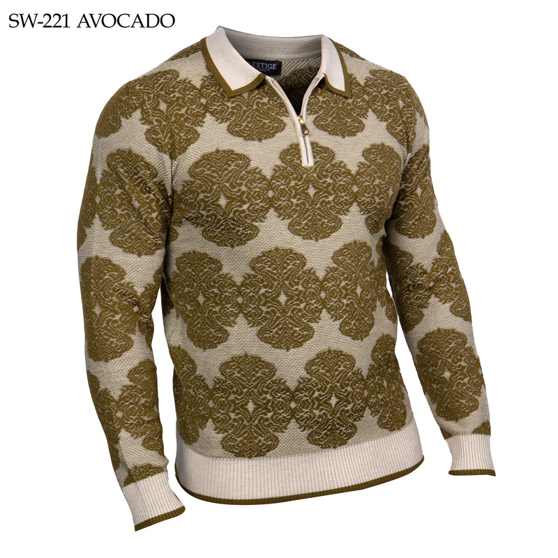 Prestige Luxury Zip-Up Polo Sweater TXTRD Avocado Style No: SW-221