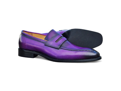 Purple Carrucci Men's Slip-one Shoes Patina Finished Penny Loafer KS509-32