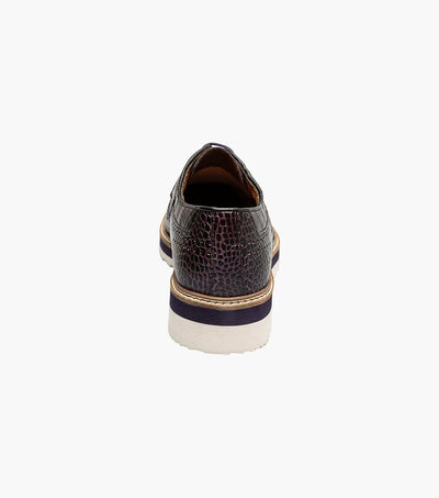 Purple Stacy Adams Loafer Lace Up Wingtips Croc Print Men's shoes-25725-542