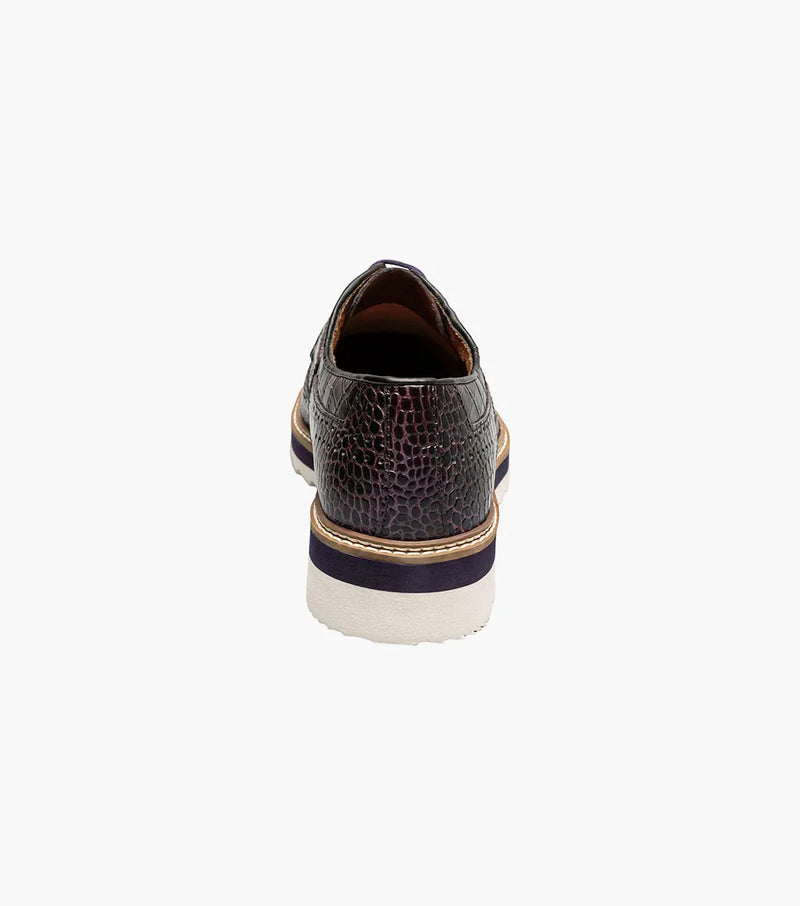 Purple Stacy Adams Loafer Lace Up Wingtips Croc Print Men&
