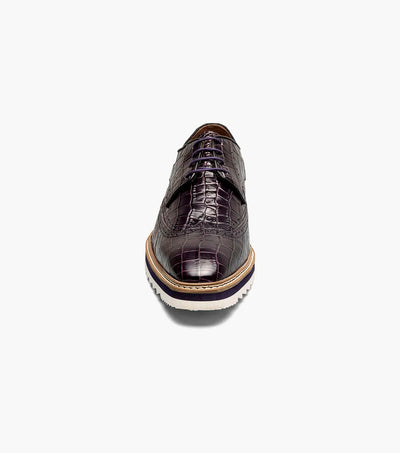 Purple Stacy Adams Loafer Lace Up Wingtips Croc Print Men's shoes-25725-542