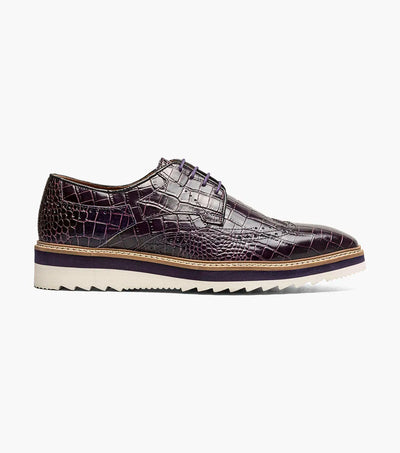 Purple Stacy Adams Loafer Lace Up Wingtips Croc Print Men's shoes-25725-542