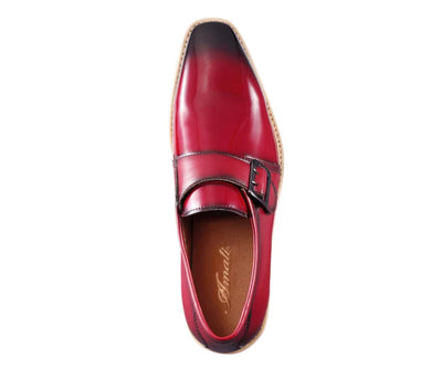 Red Men's Casual Shoes Patent Leather Single Monk Strap Style-Skyler