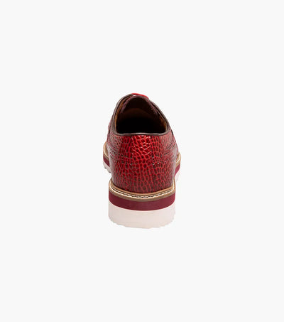 Red Stacy Adams Loafer Lace Up Wingtips Croc Print Men's shoes-25725-600