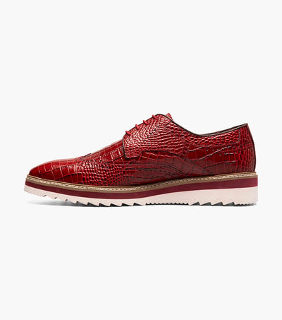 Red Stacy Adams Loafer Lace Up Wingtips Croc Print Men's shoes-25725-600