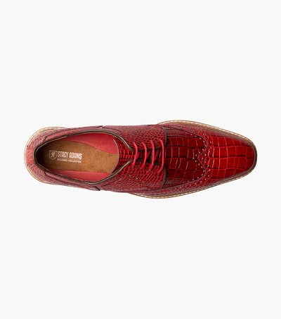 Red Stacy Adams Loafer Lace Up Wingtips Croc Print Men's shoes-25725-600